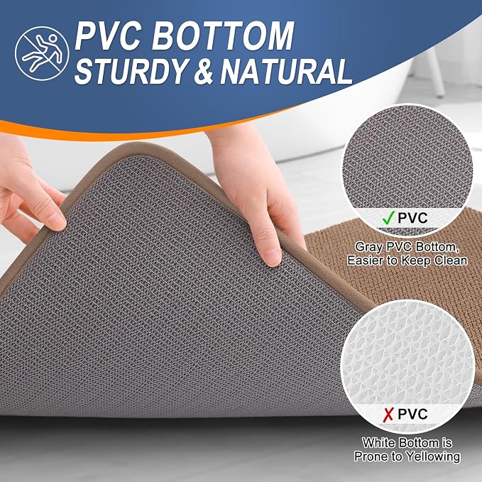 OLANLY Memory Foam Bathroom Runner Rugs 44x24, Absorbent Long Mat, Mocha | Soft Quick Dry Bath Mat Rugs, Non-Slip, Machine Washable Mat for Bathroom Floor, Tub and Shower, Home Decor Accessories