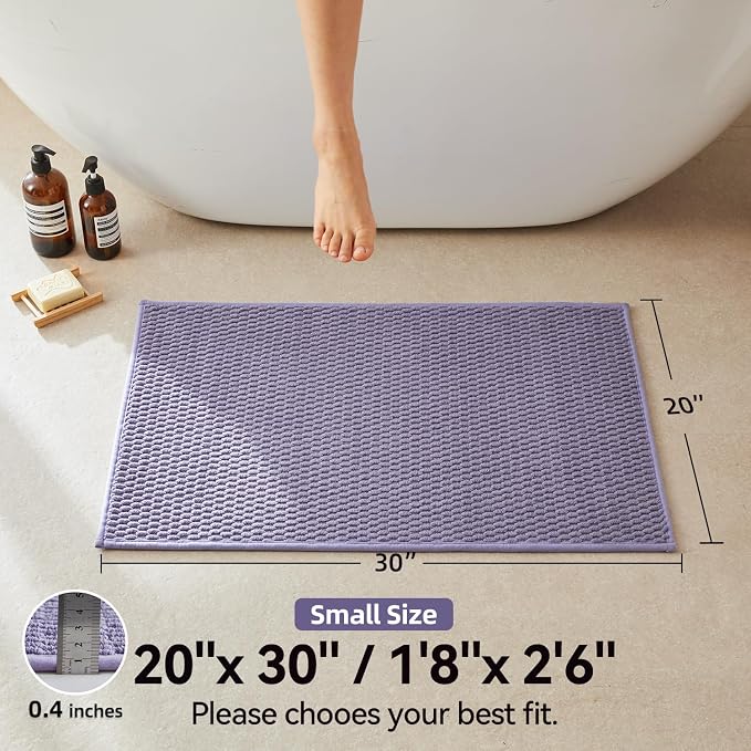 Triohero Bathroom Rugs Non Slip Washable, Super Absorbent Thin Bath Mat Small Quick Dry Low Pile Bathroom Rug, Lavender 20"x30"