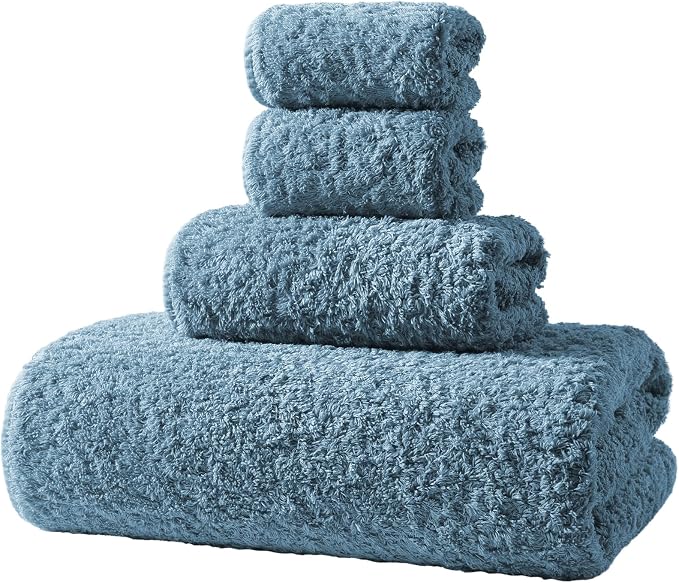 REDKISS Ultra-Plush Bath Towel Set - 900GSM Premium Thick Cotton for Bathroom & Spa, Super Absorbent Quick-Dry Bath Sheets with No Pilling (4-Piece Set for Adults, Luxury Hotel & Home Use)-Ink Blue