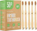 VIVAGO Bamboo Toothbrushes 50 Pack - Soft Bristles Toothbrushes for Adults | Natural Toothbrush, Eco-Friendly, Wooden Toothbrush, BPA-Free