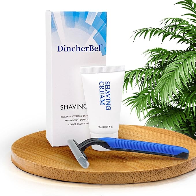 Shave Kit in Bulk, Smooth Shave Disposable Razor and Cream(12g), Individually Wrapped Toiletries Amenities for Hotel, Airbnb, Homeless, Shelter, Camping and Travel (50 Pack)