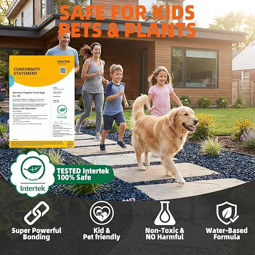 Mulch Glue – 1 Gallon: Saves $70 & Covers 2X More Area. Pet-Safe Rock Glue for Landscaping, Super Stick Adhesive for Rubber Mulch, Wood Chips, Pea Gravel & Small Rocks – Ideal for Landscaping