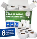 Commercial toilet paper - Jumbo toilet paper rolls -4,800 FT Industrial 2-Ply 9” Bulk Large Roll for Standard Jumbo Dispenser -100% Recycled Fibers-Soft and Absorbent Bathroom Tissue -6 Roll Case Pack