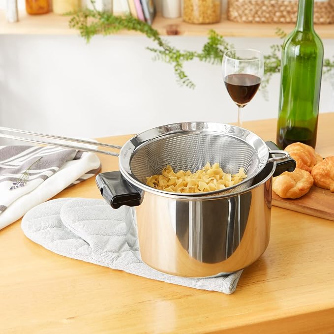 RSVP International Endurance Kitchen Collection, Stainless Steel Fine Mesh Conical Sieve/Colander, Multi-Purpose for Cooking, Baking, Loose Leaf Tea, Bar Strainer Cocktails, 8-Inch