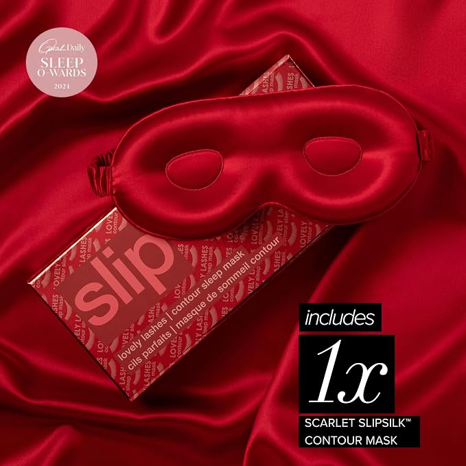 slip Pure Silk Contour Sleep Mask: Protect Your Delicate Lashes with Our Innovative, Lash-Friendly Design. Experience Uninterrupted Beauty Sleep with Slipsilk™ Comfort, 1 Contour Mask, Scarlet
