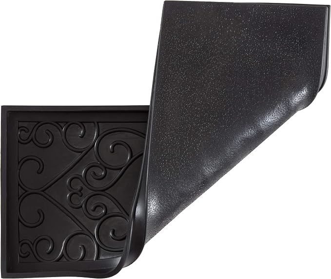 Anji Mountain Rubber Boot/Shoe Tray with Coir, Fits 3 Pair (34.5"" Wide), Tan and Black Tribal Insert (AMB0BT3F-013)