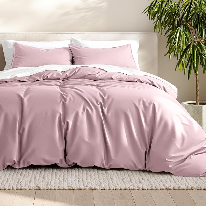 Bare Home Bedding Duvet Cover Queen Size - Premium 1800 Super Soft Collection - Lightweight, Cooling - Soft Breathable Bedding Duvet Cover (Queen, Dusty Pink)