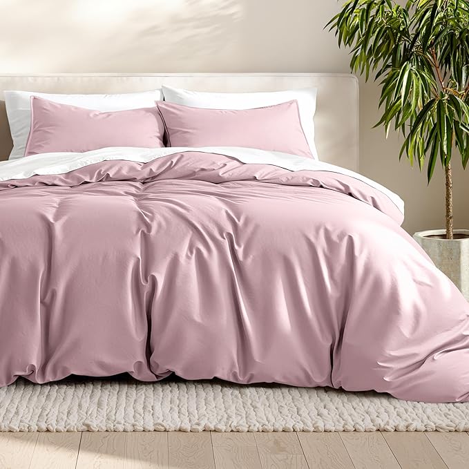 Bare Home Bedding Duvet Cover Extra Long Size - Premium 1800 Super Soft Collection - Lightweight, Cooling - Soft Breathable Bedding Duvet Cover (Twin/Twin XL, Dusty Pink)