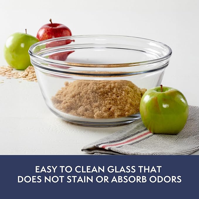 Anchor Hocking Glass Mixing Bowl, 1.5-Quart, Clear | Tempered Glass Construction | Microwave Safe | Oven Safe | Dishwasher Safe | Freezer Safe | Stain & Odor Resistant