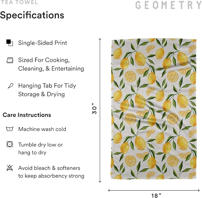 GEOMETRY Spring Kitchen Towels - Quick Dry Microfiber Cloth Spring & Summer Dish Towels for Kitchen Drying - Premium Quick Dry Towel - Lemonade Lines, 18" x 30" - 2-Pack