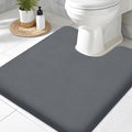 Smiry Memory Foam Toilet Rugs U-Shaped 24x24, Extra Soft Absorbent Non-Slip Contour Bathroom Rugs, Machine Washable Bath Mats for Toilet, Dark Grey