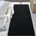 LOCHAS Luxury Bathroom Rug Shaggy Bath Mat 30 x 60 Inch, Black | Washable Non Slip Bath Rugs for Bathroom Shower, Soft Plush Chenille Absorbent Carpets