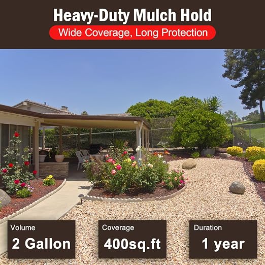Teexpert Mulch Glue for Landscaping: 2 Gallon Rock Glue for Landscaping & Gravel Binder - Max Strength, Long Lasting Hold, Permeable Adhesive to Lock Pea Gravel, Stones, Rubber Mulch & Pine Straw