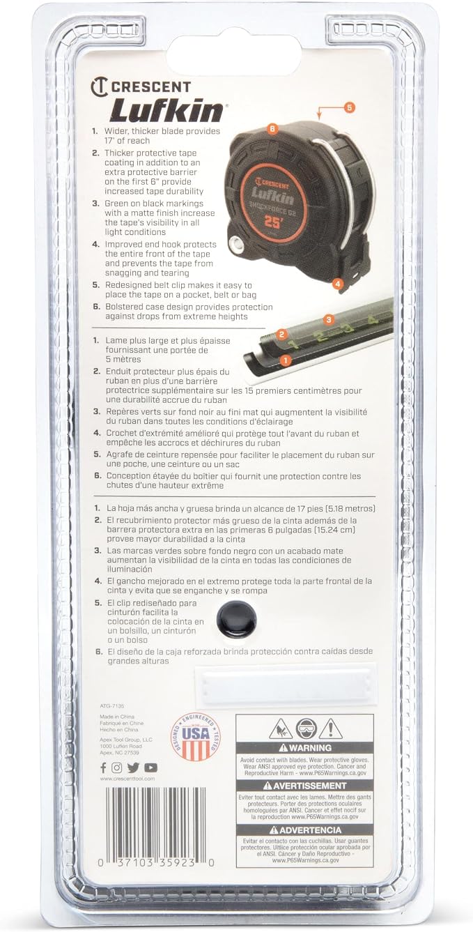 Lufkin Crescent Shockforce G2 25-ft Nite Eye, 2 Pack Tape Measure Set - L1225BSET2V-02