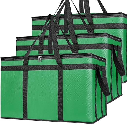Bodaon 3-Pack Insulated Food Delivery Bag, XXXL Pizza Cooler Bags, Rideshare Delivery Bag, Thermal Cold/Hot Styrofoam Carrier for Catering/Shopping/Travel/Car, Warmer/Frozen