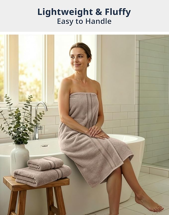 LANE LINEN Luxury Bath Towel Set - 6 Piece Set, 100% Cotton Bathroom Towel, Zero Twist, Shower Towel, Extra Absorbent, Super Soft, 2 Bath, 2 Hand, 2 Wash Cloths - Platinum