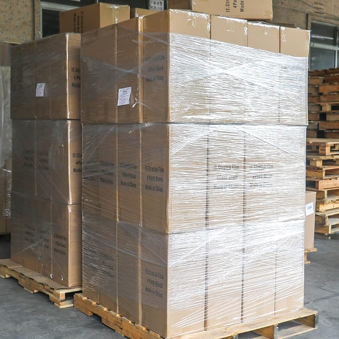 BOMEI PACK Clear Stretch Wrap Industrial Strength 12" x 1000 Ft 3 Pack - 80 Gauge Thick - Clear Plastic Cling, Stretch Film Rolls for Packaging Moving Packing Pallets