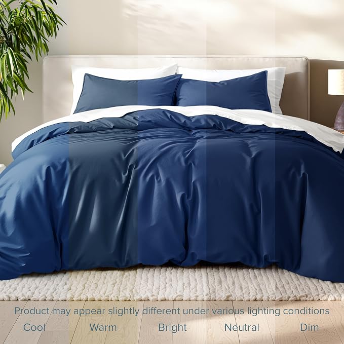 Bare Home Bedding Duvet Cover Extra Long Size - Premium 1800 Super Soft - Lightweight, Cooling Duvet Cover - Soft Breathable Bedding (Twin/Twin XL, Dark Blue)