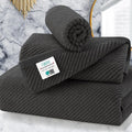 VOOVA & MOVAS 3PC Towel Set, 100% Cotton, Grey | 1 Large Bath 30x56 In, 1 Hand 18x28 In, 1 Wash Cloth 13x13 In, Quick Dry, Soft, Thick, Bathroom Essentials