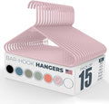 Plastic Hangers 15 Pack – Made in The USA – 6lb Capacity Standard Clothes Hangers with Strap Hooks for Dresses, Lingerie, Shirts, Pants, and Jackets – Pink