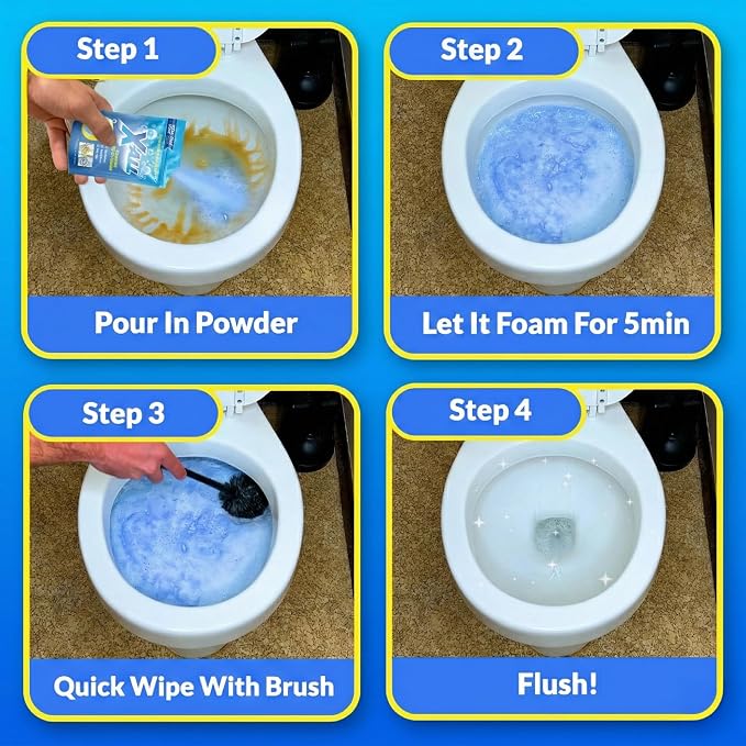 X-ALL Foaming Toilet Cleaner, Self-Activating Powder for Deep Cleaning, Fights Stains, Limescale and Mineral-Buildup (2)