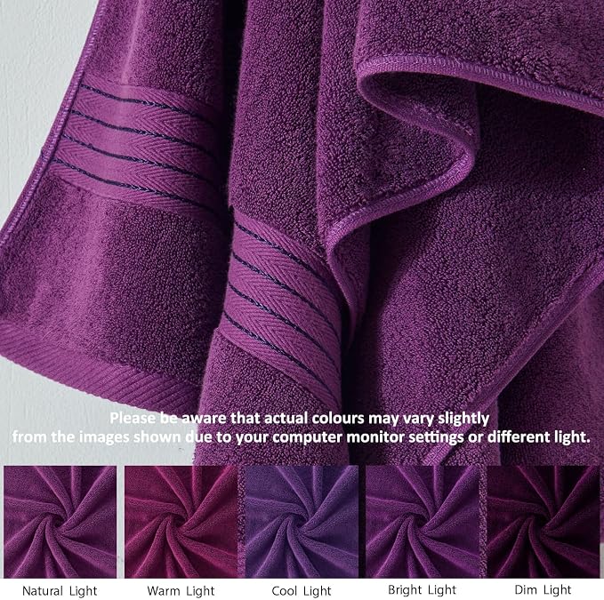 COZYART Luxury Bath Towel Set 3 PCS, Purple 100% Turkish Cotton 650 GSM | OEKO-Tex 100 Certified Zero Twist Ring Spun, Soft Absorbent Quick Dry, Plush Fluffy, Breathable Hotel Quality for Daily Use