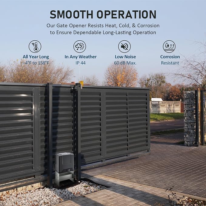CO-Z CG5500 Automatic 5500 lb Sliding Gate Opener with 2 Remote Controls, Electric Rolling Driveway Fence Slide Gate Motor, Gate Operator Hardware Security System Kit for Sliding Gate Up to 40 Feet