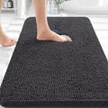 OLANLY Bathroom Rugs 35x24, Extra Soft Absorbent Chenille Bath Rugs, Rubber Backing Quick Dry, Machine Washable Bath Mats for Bathroom Floor, Tub and Shower, Home Decor Accessories, Dark Grey