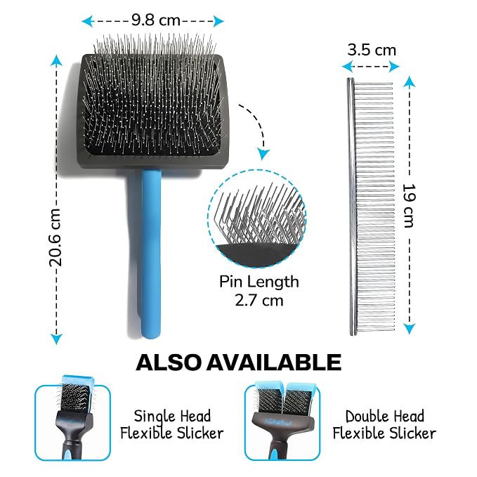 The Doodle Brush Grooming Kit, Slicker Dog Brush and Finishing Comb Set, Detangler & Dematting Grooming Tools for Dogs, Extra Long Pin Slicker & Metal Comb for Goldendoodle, Cockapoo, Cavapoo, Poodle