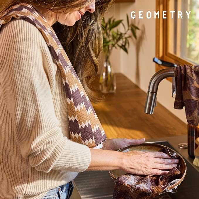 GEOMETRY Tea Towels – Spring & Summer Collection – Quick-Dry, Ultra-Absorbent, Reusable Microfiber Kitchen Towels for Drying & Cleaning (Cherry Bow, 1-Pack)