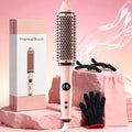 Thermal Brush, Infrared Heated Round Brush with 100M Negative Ions, Hot Brush for Volume, Curling & Straightening, 5 Heat Settings, Dual Voltage Hair Styler, Anti-Frizz Shine, All Hair Types-Pink