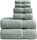 Springtree Home Luxury Bamboo Rayon Bath Towel Set | 6-Piece | Eucalyptus | 35% Bamboo Rayon - 65% Zero Twist Cotton | Absorbent Quick-Dry Towels for Bathroom | Ultra Soft | OEKO-TEX Standard 100