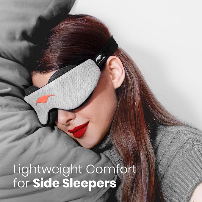 Manta Slim Sleep Mask – Ultra-Light Blackout Eye Mask with Adjustable Eye Cups, Above-the-Ear Elastic Strap, Minimalist Low-Profile Design for Better Rest