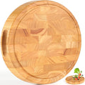 End Grain Cutting Board, Extra Large & Thick, End Grain Built-In Compartment and Juice Canal, Heavy Duty Chopping Board, Thick Carving Board for Bread Fruits Meat (13x13 Inches)