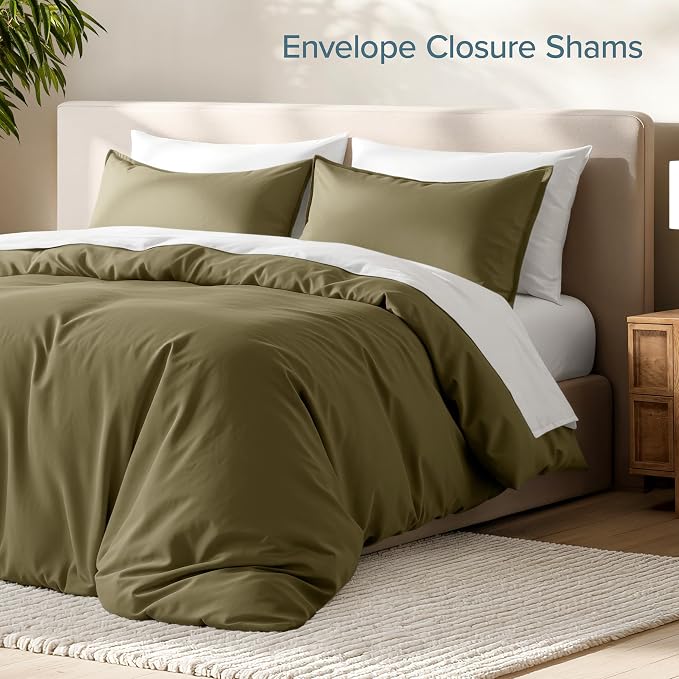 Bare Home Bedding Duvet Cover Extra Long Size - Premium 1800 Super Soft Collection - Lightweight, Cooling - Soft Breathable Bedding Duvet Cover (Twin/Twin XL, Olive)