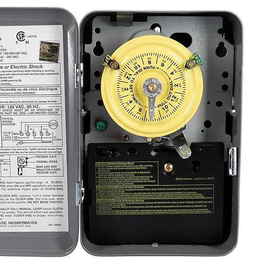 Intermatic T103 24-Hour Mechanical Timer Switch - 120V DPST, Indoor Metal Enclosure, Heavy-Duty Programmable Time Switch - 40A Load Control for Pumps, Lighting, HVAC, and Fans