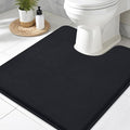 Smiry Memory Foam Toilet Rugs U-Shaped 24x24, Extra Soft Absorbent Non-Slip Contour Bathroom Rugs, Machine Washable Bath Mats for Toilet, Black