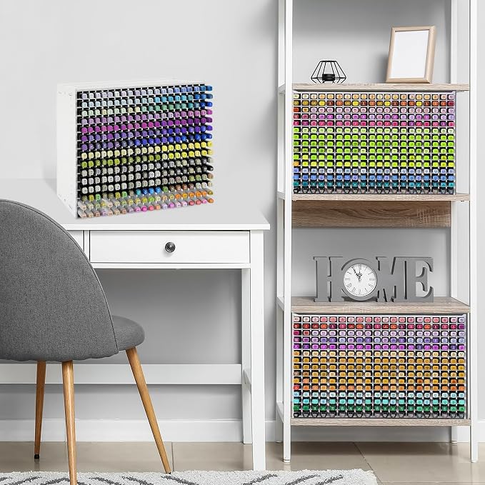 Marker Organizer, 300 Slots Marker Holder Organizer, Marker Storage with Divider Art Marker Rack for Pens Colored Pencils Art Brushes Adjustable Pencil Holder for Desk Organizer