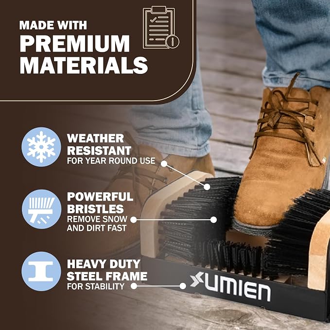 Umien™ Boot Scraper Outdoor Shoe Cleaning Brush - Heavy-Duty Shoe Cleaner and Boot Scrubber for Mud, Dirt, and Snow - Durable Weather-Resistant Outdoor Cleaning Tool