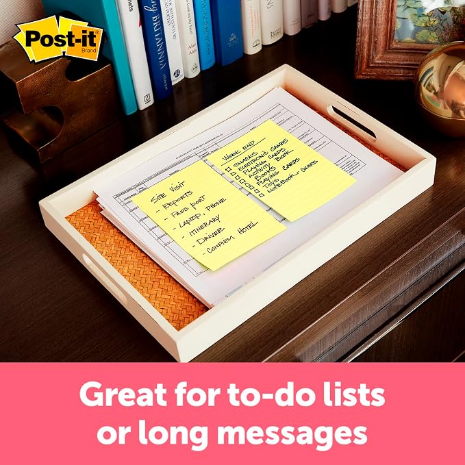 3M Post-it Lined Original Notes, 4 x 6 Inches, Canary Yellow, Pack of 12