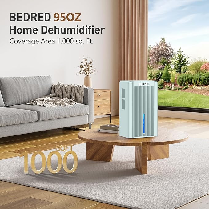 Dehumidifier, 95OZ Dehumidifier for Home 1000 Sq.Ft - Quiet with Auto Shut Off & Relaxing 7 Color Ambient Light,Ideal for Livingroom, Bedroom, Basement(Pale Turquoise)
