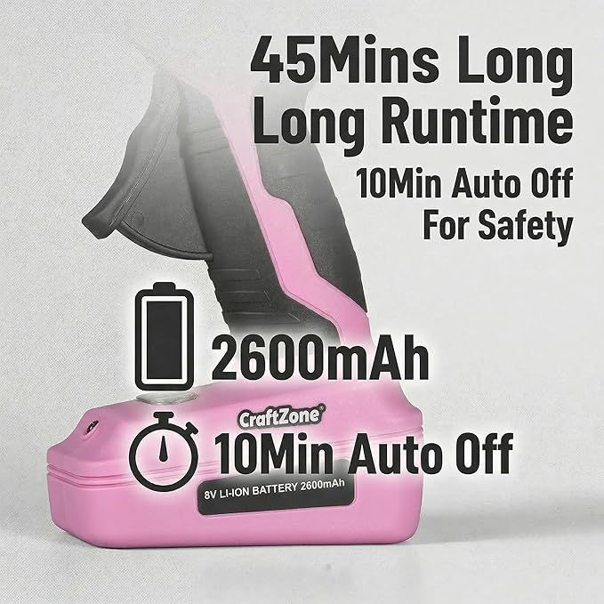 Cordless Hot Glue Gun | 8V Rechargeable Fast Preheating Glue Gun Kit with 50pcs Colorful Glue Sticks | Cordless & Rechargeable Glue Gun with Charger for DIY Art Craft Projects | Pink