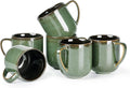 LERATIO Ceramic Coffee Mugs Set of 6,12oz Handmade Coffee Mugs Set | Large Handle for Cappuccino/Latte/Tea/Hot Cocoa,Oven &Dishwasher & Microwave Safe-Green