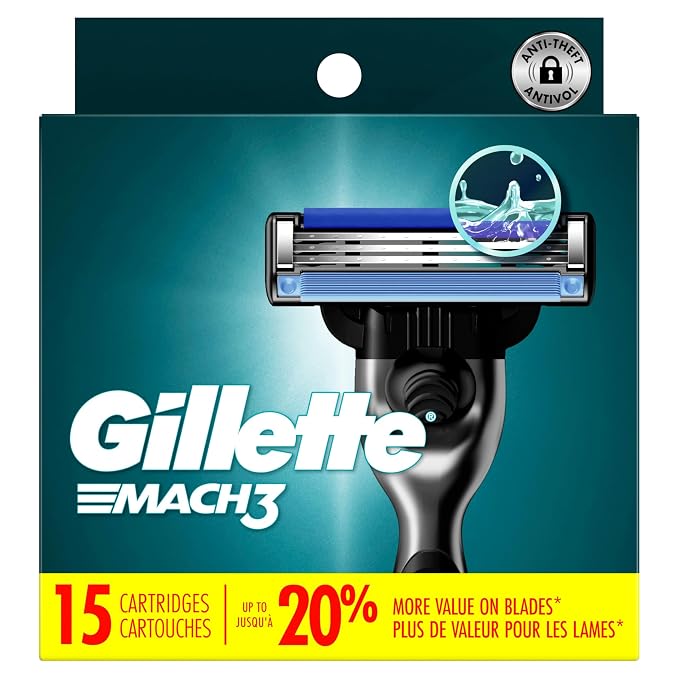 Mach3 Razor Refills for Men, 15 Razor Blade Refills