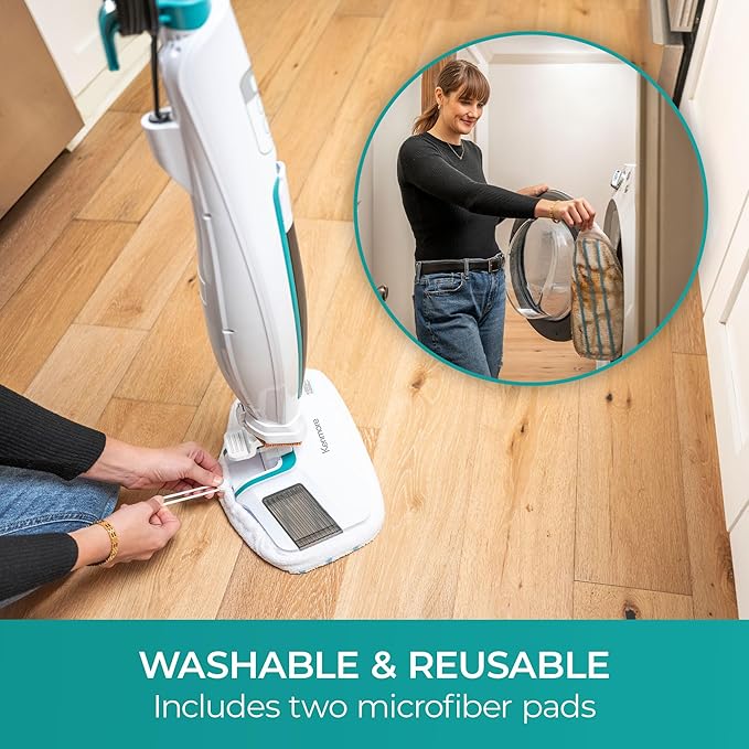 Kenmore SM2060 S200 Series Steam Mop for Floor Cleaning with Easy Scrubber & 2pcs Washable Pads, 2 Modes, Quick-Heating, Lightweight for Hardwood and Tile