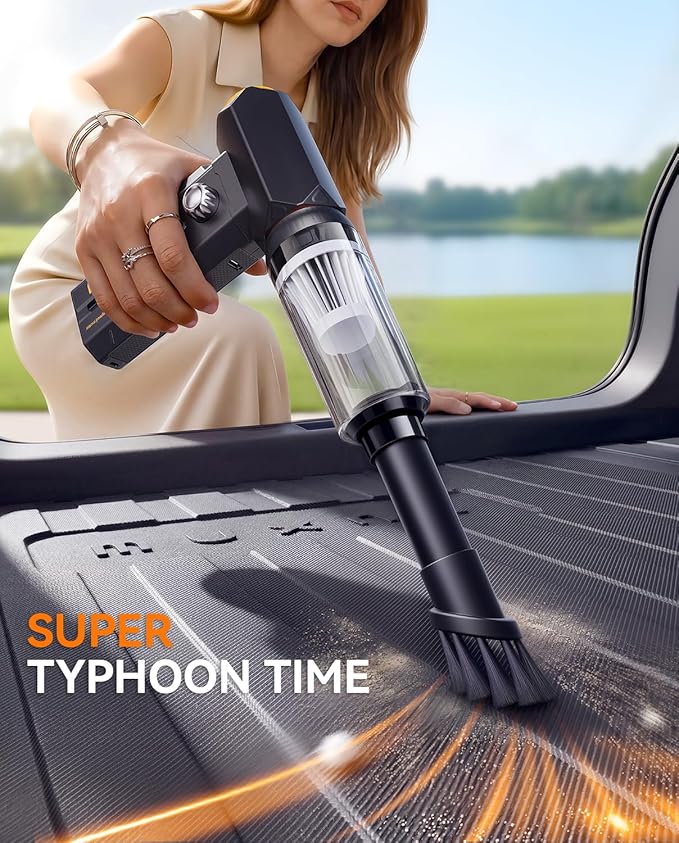 MUXNW 130000RPM 2-in-1 Blower & Vacuum Electric Air Duster | 2-in-1 blow&vac washable filter overclock130kRPM 100-speed digital display LED light nozzle&filter 8000mAh PC/car/home