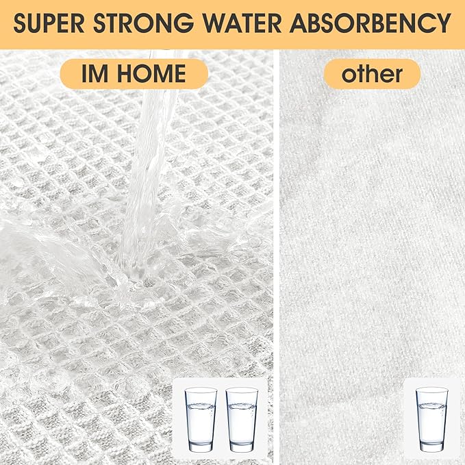 IM HOME Waffle Bath Mat White 36"x24", Boho Woven Modern Bath Mat Rugs, Absorbent Non Slip Bathroom Rugs, Soft Washable Bath Rugs with Tassels for Bathroom, Bedroom, Kitchen, Shower, Tub