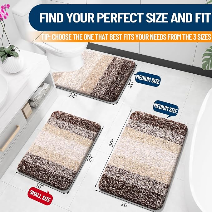 OLANLY Bathroom Rugs Mat 30x18, Extra Soft Absorbent Microfiber Bath Rugs, Rubber Backing, Quick Dry, Machine Washable Bath Mats for Bathroom Floor, Tub and Shower, Home Decor Accessories, Brown
