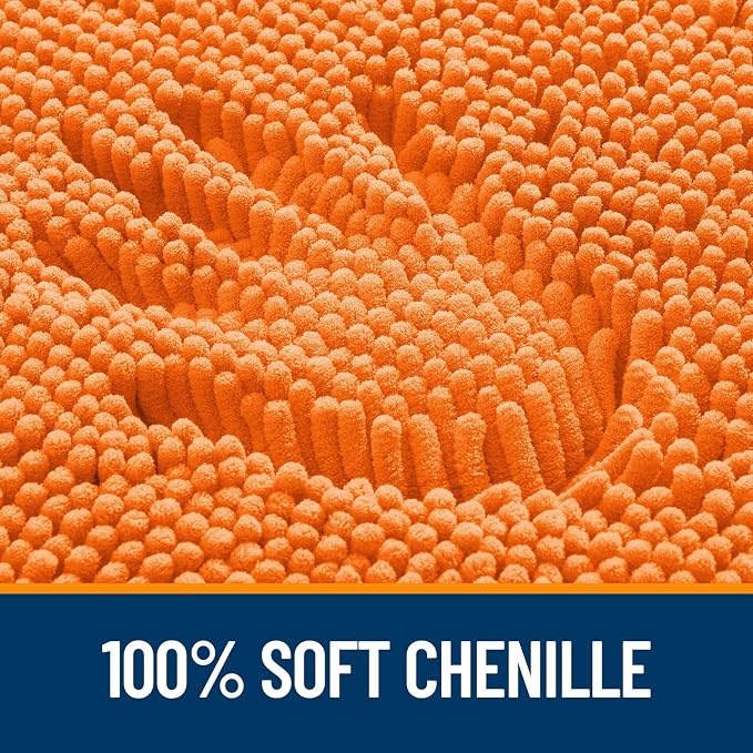 OLANLY Large Bathroom Rugs 40x32, Extra Soft Absorbent Chenille Bath Rugs, Rubber Backing Quick Dry, Machine Washable Bath Mats for Bathroom Floor, Tub and Shower, Home Decor Accessories, Orange