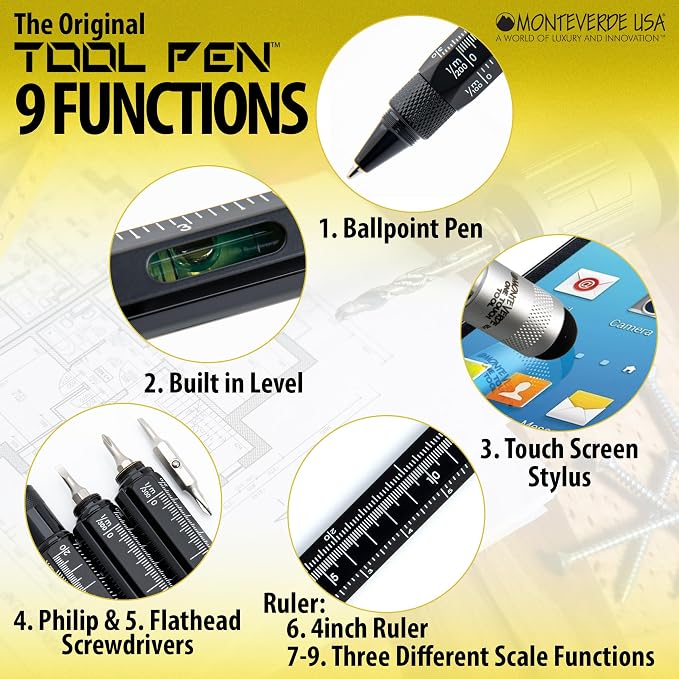 Monteverde One Touch Tool Set Ballpoint Pen with Stylus Black + Tool Pencil – Original Multifunction Pen Set from the Exclusive Collection – Ideal Gift for Professionals (MV35458)